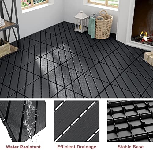 VANCASTLE Interlocking Deck Tiles 9 Pack Dark Grey 12"x12" Patio Pavers - Image 3
