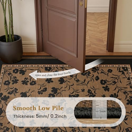 Easy Jute 6x9 Living Room Rug Bohemian Brown Dense Floral - Image 7