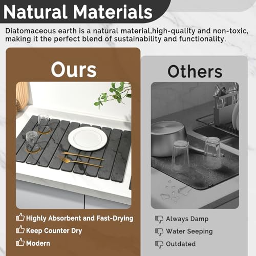 Large Stone Dish Drying Mat for Kitchen Counter, Quick Dry Stone Dishes Mats - Image 7
