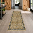 Washable Long Runners for Hallways, 3x8 Rustic Brown and Charcoal Olive Kitchen by HazoHaus