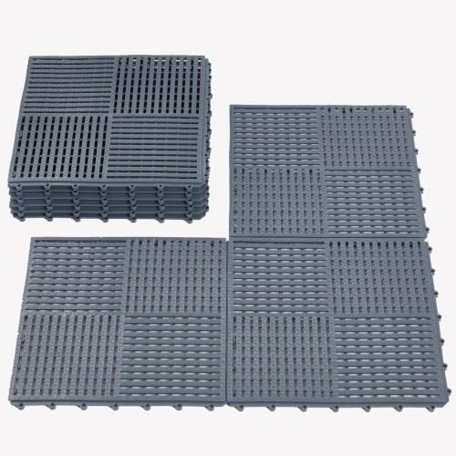 9 Pack Modular Interlocking Tiles Double Non-Slip 12"x12" Dark Gray by wiiiw