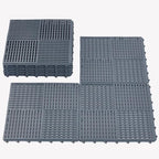 9 Pack Modular Interlocking Tiles Double Non-Slip 12"x12" Dark Gray by wiiiw