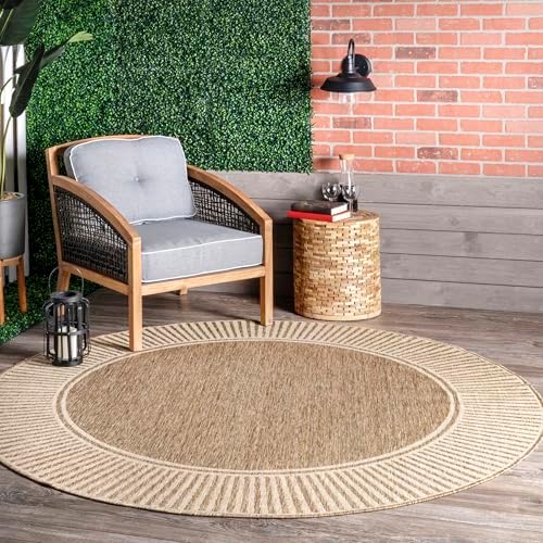 nuLOOM Asha Light Brown Bordered Indoor/Outdoor Area Rug by nuLOOM