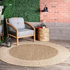 nuLOOM Asha Light Brown Bordered Indoor/Outdoor Area Rug by nuLOOM