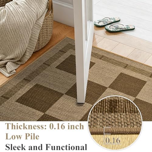 Vasofe 2x6 Jute Checkered Rugs, Outdoor Runner, Runner Rug - Image 6