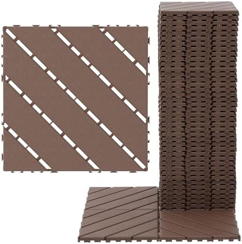 44 Pack Interlocking Deck Tiles, 12x12 Inch Modern Plastic Outdoor Flooring by Unknown