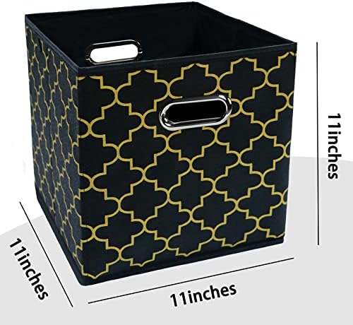 Black Foldable Storage Cubes Bins, Fabric Storage Box Cubes Organizer Baskets - Image 2