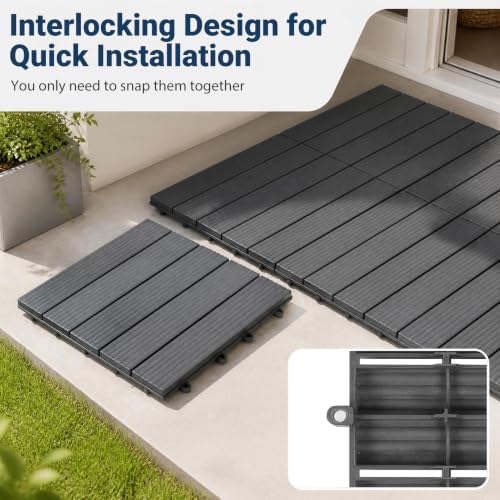 GIANTEX 36 PCS Plastic Interlocking Deck Tiles, Waterproof PP Floor Tiles - Image 4