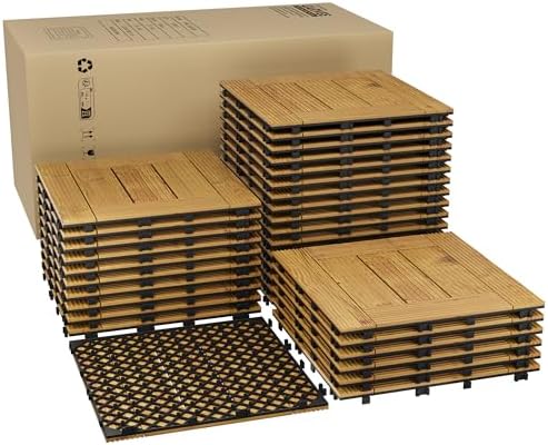 Garvee 33 PCS Solid Acacia Wood Composite Deck Tiles by Garvee