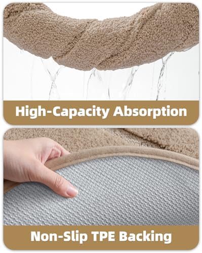 Color&Geometry Oval Beige Bathroom Rugs 32x20, Extra Soft Absorbent Microfiber - Image 7