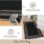 LIVEBOX Scalloped 2x6 Kitchen Runner Rug, Easy Jute Black Rugs - Image 5