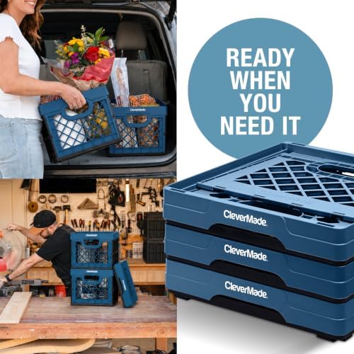 CleverMade Collapsible Milk Crate - 25L - Ocean - Image 6
