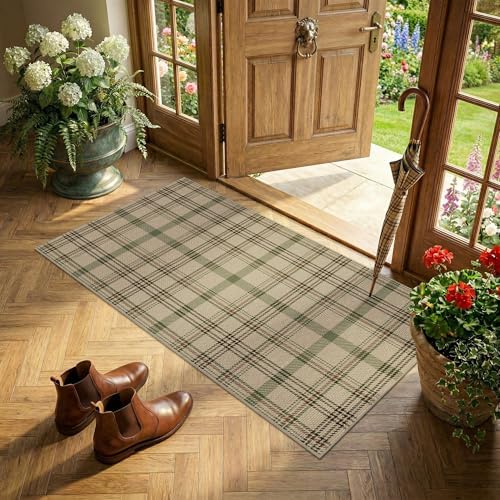 JTJ Easy Jute 2x4 Entryway Rug, Sage Green Plaid by JTJ