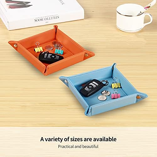 YAPISHI Valet Tray, Foldable PU Leather Catchall Tray/Dish/Caddy Blue - Image 5