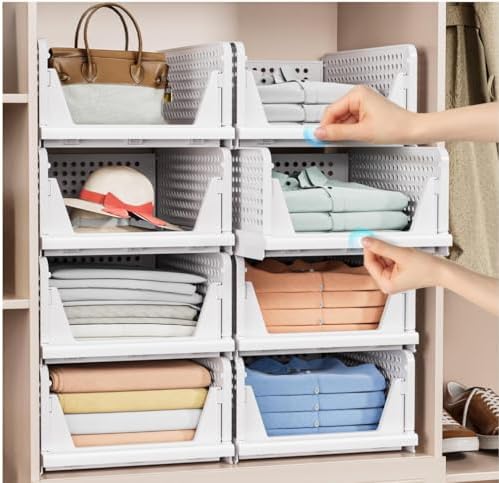 caktraie 4 Pack Stackable Closet Storage Basket - Image 6
