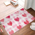 Rectangular Grid of Red Hearts Home Non Slip Mat, Vibrant Colors, Personalized - Image 2
