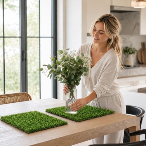 Artificial Grass Mat Rug 12x12 Inch, 12 Pack Fake Grass Patch - Image 3