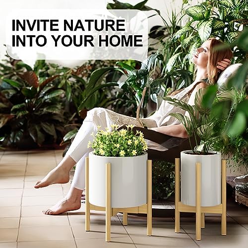 MUDEELA Plant Stand for Indoor, Bamboo Material, 14.5 Inch Tall - Image 6
