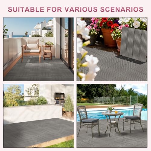 Plastic Interlocking Deck Tiles 9 Pack, 12in Waterproof Patio Flooring - Image 7