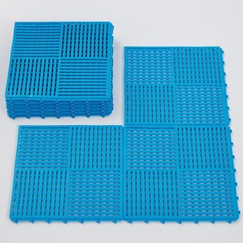 9 Pack Modular Interlocking Tiles Double Non-Slip 12"x12" Blue by wiiiw