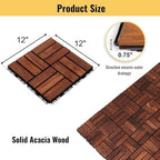 10 PCS Interlocking Deck Tiles, Crossed Pattern 12"x12" Acacia Wood Outdoor - Image 2