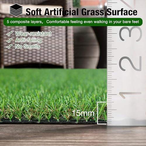 XLX TURF Washable Artificial Grass Rug Indoor Outdoor 3FTX5FT Realistic Low - Image 3