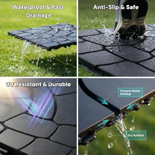Interlocking Deck Tiles 44 Pack, Plastic Outdoor Deck Tiles - Image 5