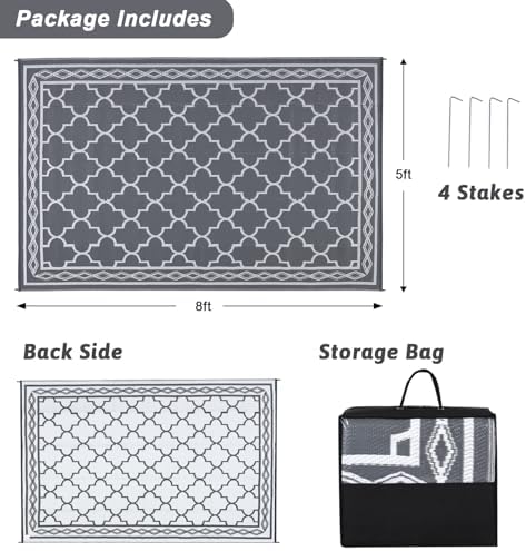 GlowSol Reversible Outdoor Rug 9x12 ft Clearance, Waterproof Outdoor Plastic - Image 2