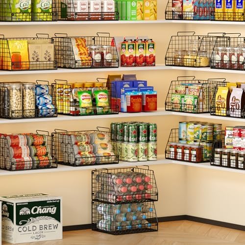 4 Pack XXL Stackable Wire Storage Basket, Extra Large Capacity Pantry Organizer - Image 2