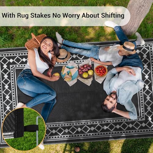 GlowSol 9x18 Outdoor Rug Waterproof Reversible Patio Mat, Heavy Duty Plastic - Image 3