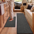 hicorfe Waffle Kitchen Runner Rugs Set of 2, Non Slip Kitchen Mats by Hicorfe