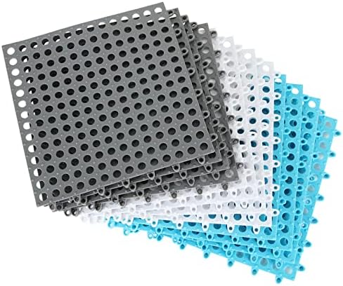 12 Pack 11.8" x 11.8" Interlocking Rubber Floor Tiles Soft PVC Non Slip by LISHINE