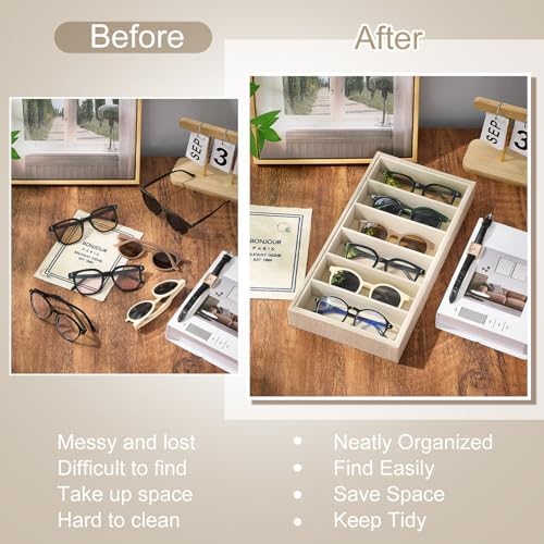 Juexica 4 Pcs Velvet Sunglass Trays 6 Grids Sunglasses Organizer - Image 5