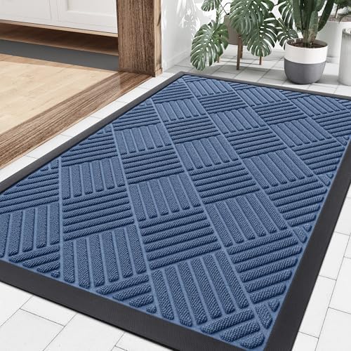 Smiry Front Door Mat Outside Entrance, Natural Rubber Doormat, 35x23 Inch by Smiry
