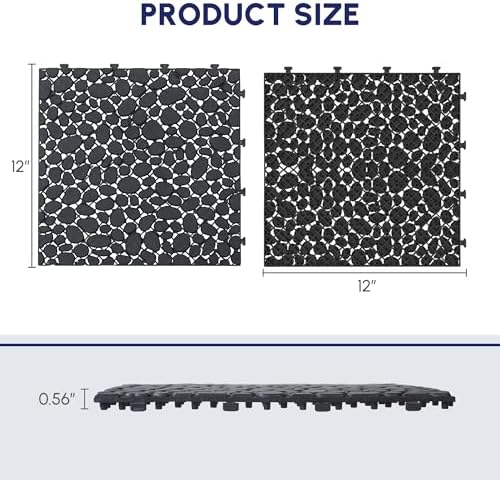 60 Pcs Floor Tiles, Pebble Pattern Plastic Interlocking Deck Tiles, Outdoor - Image 7