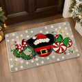 Christmas Gray Decorative Front Door Mat, Xmas Peppermint Candy by Tailus