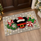 Christmas Gray Decorative Front Door Mat, Xmas Peppermint Candy by Tailus