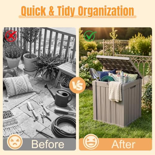 Outdoor Storage Box, 70 Gallon Waterproof Resin Patio Deck Box - Image 5