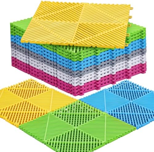 Barydat 72 Pcs 12x12 Garage Floor Tiles Interlocking Drainage by home