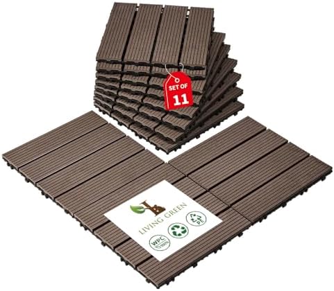 LIVING GREEN 11 PCS Interlocking Deck Tiles, All-Weather & Waterproof Composite by Unknown