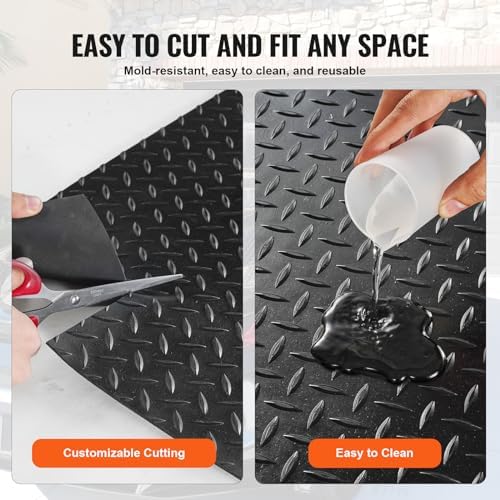 VEVOR Diamond-Plate Rubber Flooring Roll, 3 mm x 4 ft x 10 ft Garage Floor Mat - Image 5