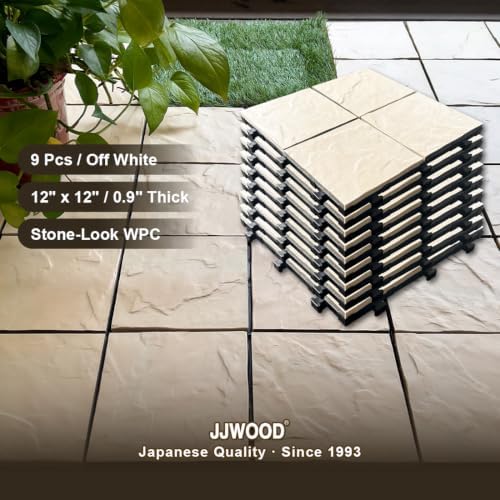 JJWOOD Stone-Look Interlocking Deck Tiles, Matte Rock Texture Outdoor Floor - Image 3