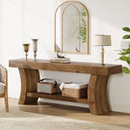 63" Solid Wood Console Table, 2-Tier Farmhouse Sofa Table by TribewoodbyTribesigns