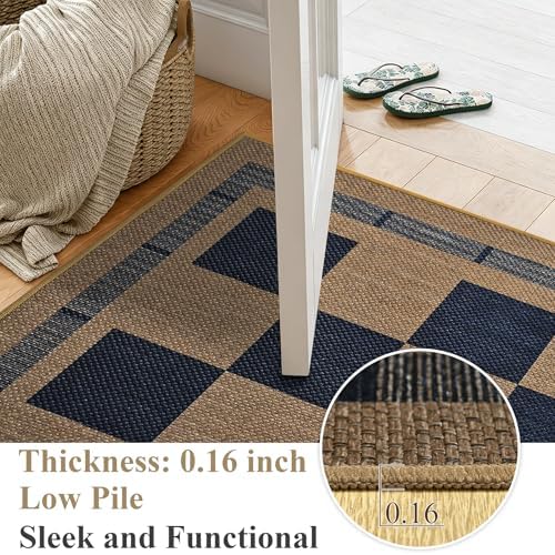 Vasofe 2x6 Jute Checkered Rugs, Outdoor Runner, Runner Carpet - Image 6