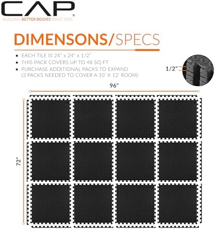CAP Puzzle Exercise Mats | 1/2” Thick EVA Interlocking Foam Tiles - Image 4
