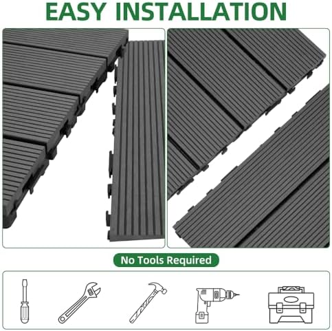 8.7 sq. ft DIY Wood-Plastic Composite Deck Tiles, Interlocking Outdoor Flooring - Image 5