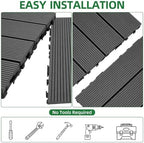 8.7 sq. ft DIY Wood-Plastic Composite Deck Tiles, Interlocking Outdoor Flooring - Image 5
