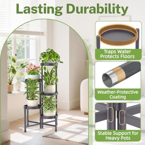 iDavosic.ly Plant Stand Indoor Outdoor, 5 Tier Metal Corner Shelf - Image 5