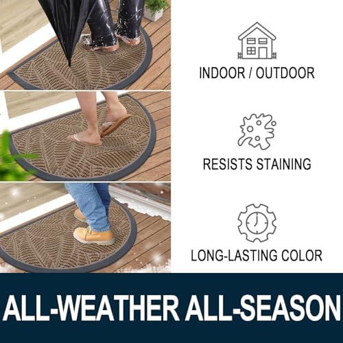 Colorxy Half Circle Waterproof Door Mat, Sturdy Rubber Doormat - Image 4