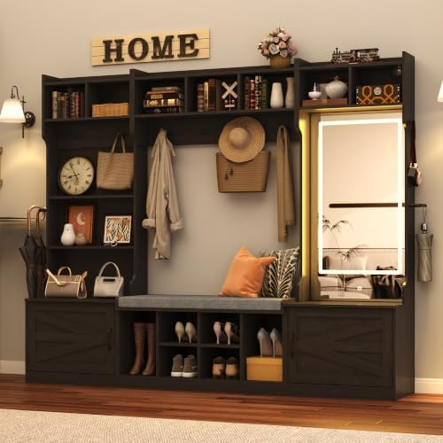 chartustriable 71''H 86.6''W Large LED Farmhouse Hall Tree by chartustriable